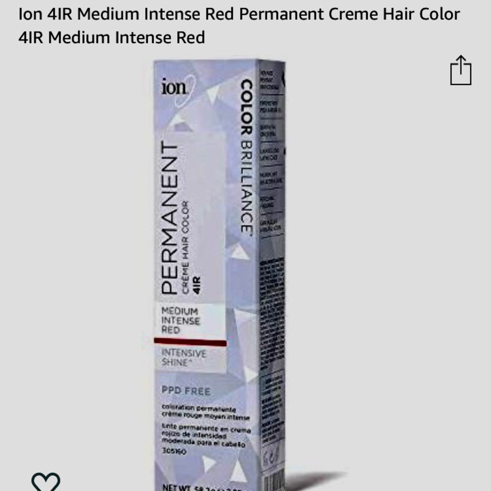 Ion Medium Intense Red Permanent Creme Hair Ccolor